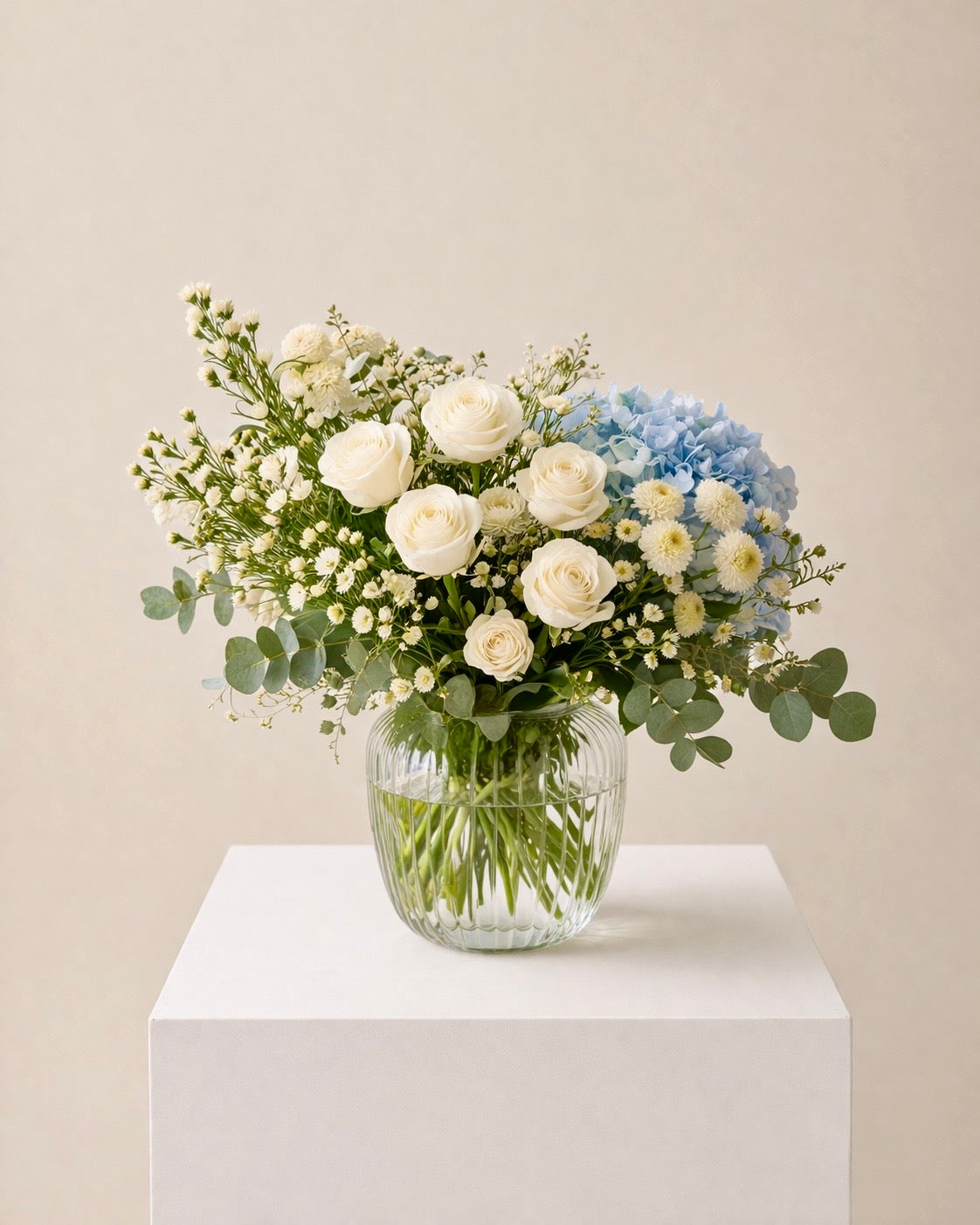 Blue Hydrangea & Roses